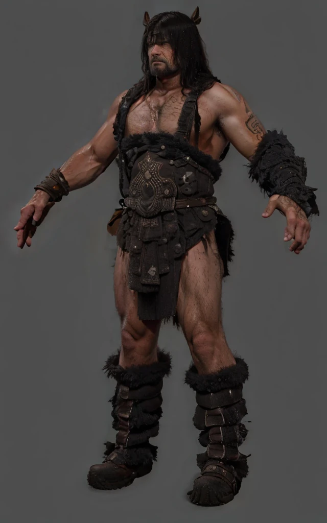Put this warrior in a more frightening stance and put an ax in his hands