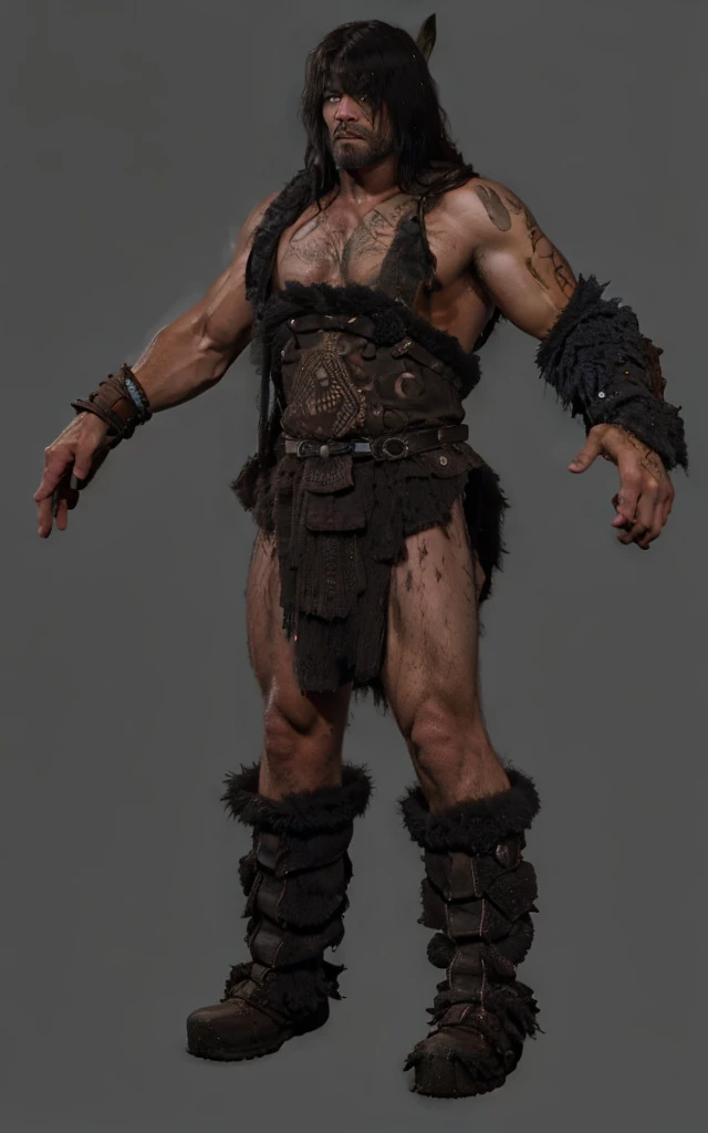Put this warrior in a more frightening stance and put an ax in his hands