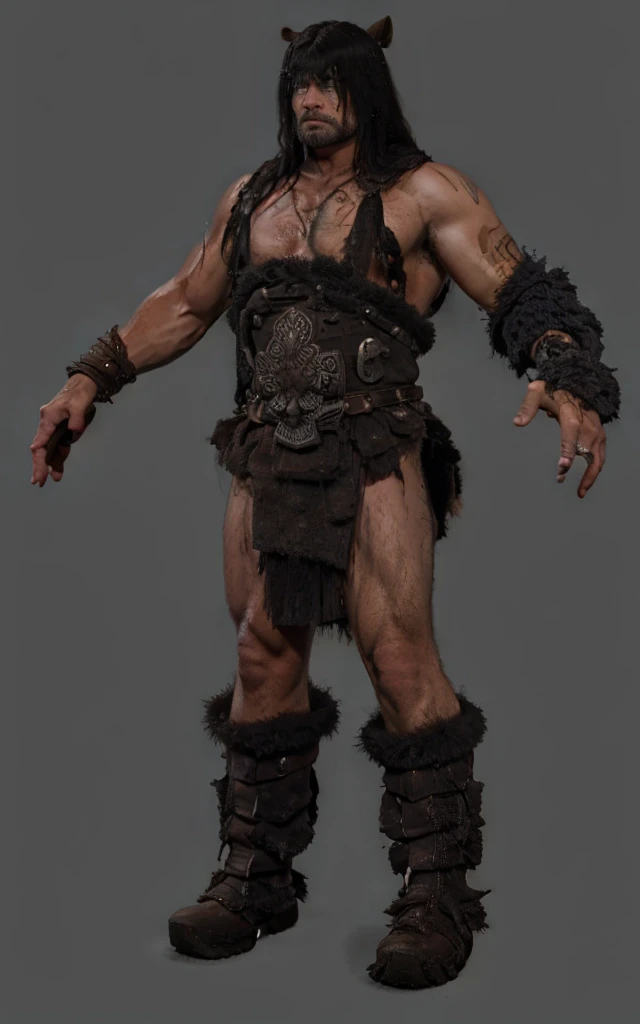 Put this warrior in a more frightening stance and put an ax in his hands