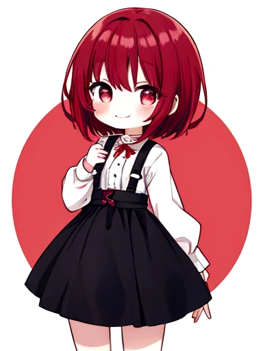 Mini character、girl、smile、short hair、Dark red hair color、cute、Show me your whole body、An illustration、最高のAn illustration、Beautiful sky background