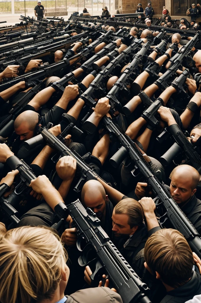 100 people with guns surrounding me
