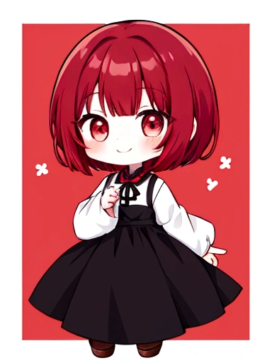 Mini character(Bigger face, smaller body)、girl、smile、short hair、Dark red hair color、cute、Show me your whole body、An illustration、最高のAn illustration、Temple Background