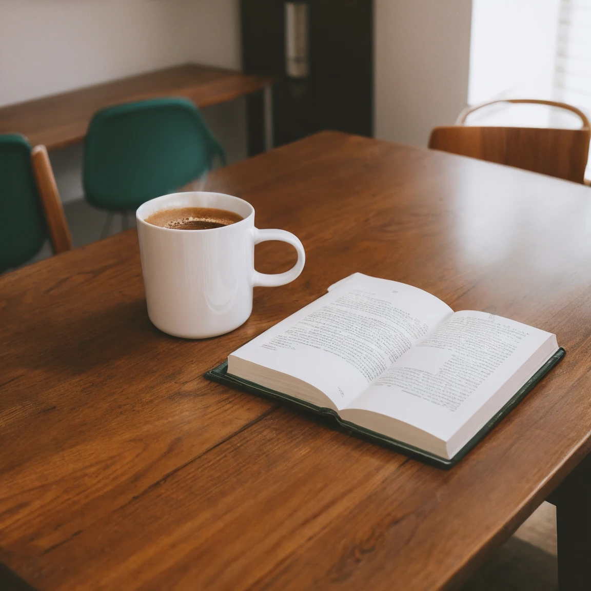 Morning coffee mug on the table