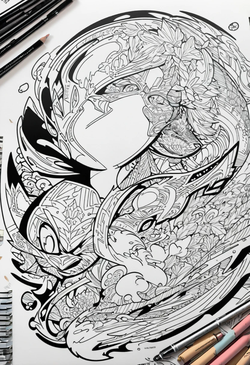 complete image within a margin around the image, leave indentation margin on a coloring page with a random animal coloring in black and white, Coloring book outline, Detailed line art, clean coloring book page, stylized lines, art outline, detailed drawing in 4k, line art coloring page, detailed art, hyper Detailed line art, detailed digital drawing, Coloring Pages, coloring pages, extremely fine linear ink iamgen when centered