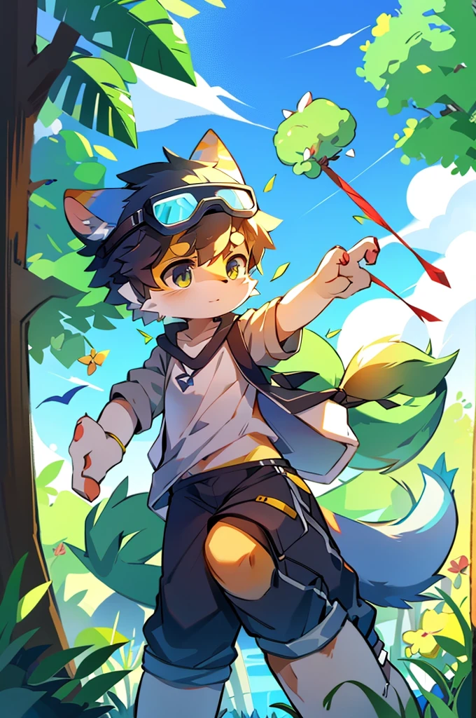 author：Junior Lesque, author：Kirito, Mammals, Furry, female, alone, wear, visor,  summer,