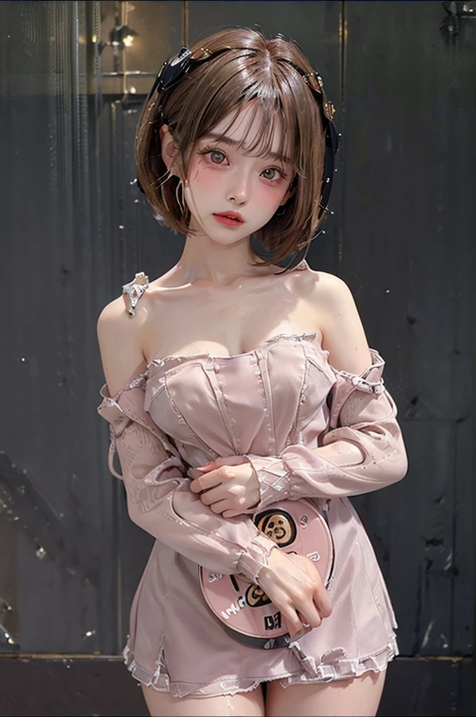 (Highest quality, masterpiece:1.3), ((Beautifully detailed face)), beautifully detailed skin, Intricate details, Very detailed, Best image quality in 8K, (18-year-old girl:Completely naked:1.8),Japanese Girls,Baby Face,(Detailed Hair,Bobcut:1.4),Detailed lips,Open your mouth,blush,Embarrassing,Realistic Face,Realistic Skin,(sexy:2.0,Clothes are disheveled),(Vibrant Skin,Moisturized Skin:1.2),Vivid lips,Lip gloss,(cowboy shot:1.5)