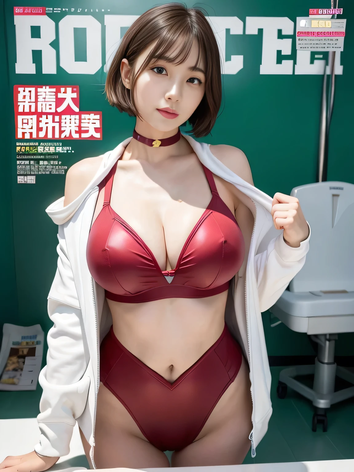 masterpiece、Enamel Supergirl Costume、Short Hair、Hospital operating table、Crisis situation、Big and ample breasts、looking at the camera、Shiny、Off the shoulder、choker、Long sleeve、exy poses to seduce、Sweaty skin、Model Body Type、Alluring、charm、Enchanting、Abused、test subject、victim、Wild、Photorealistic、latex、Expose your belly、athlete、Racing Bloomers、Weekly magazine cover、Red cloak、During consultation、