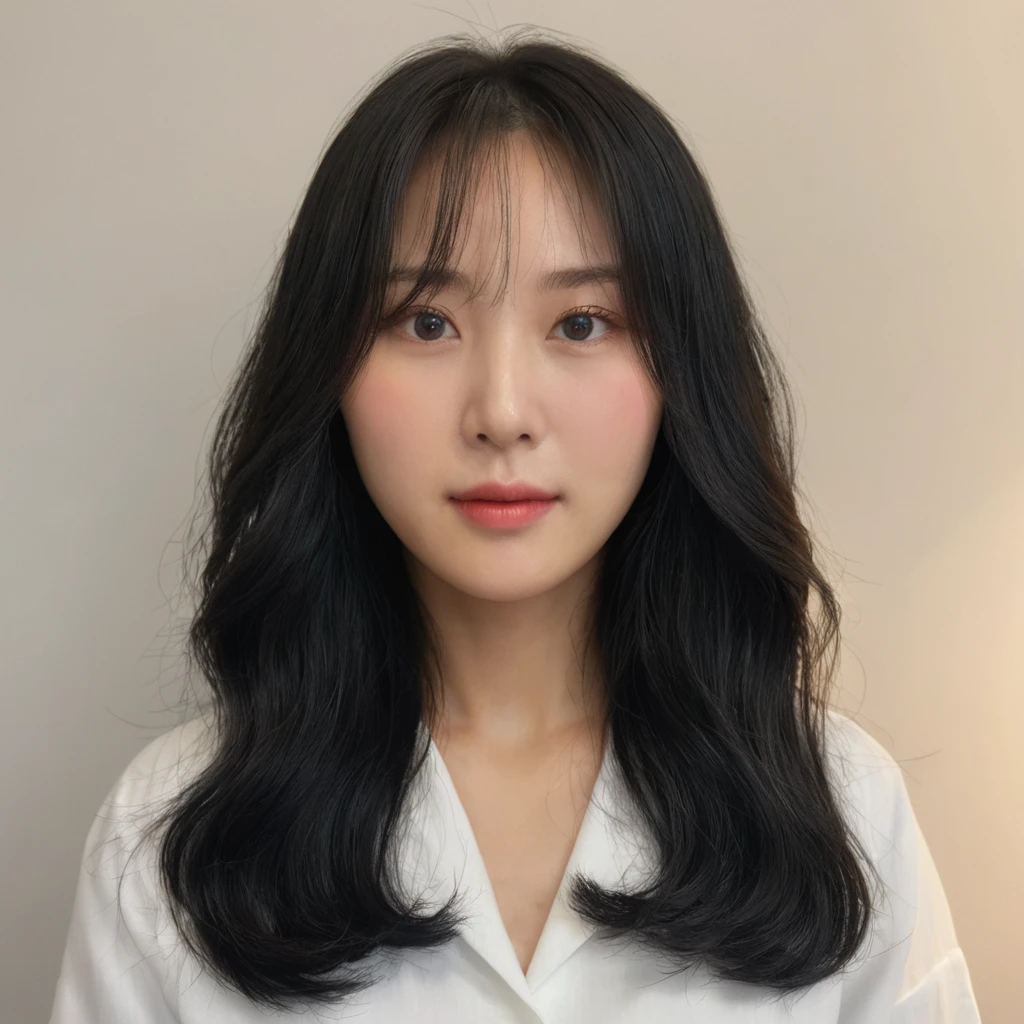 Best Quality, 8k, Masterpiece, (Portrait: 1.3), (photo realistic:1.4), (hyper realistic:1.4), Sharp Focus, looking at viewer, (smoother lighting:1.1), (increase cinematic lighting quality:0.9), realistic lighting, backlighting, light on face, ray trace, (brightening light:1.2), (Increase quality:1.4), sharp detail, (best quality real texture skin:1.4), finely detailed eyes, black_eyes, finely detailed face, 25 year old Korean woman