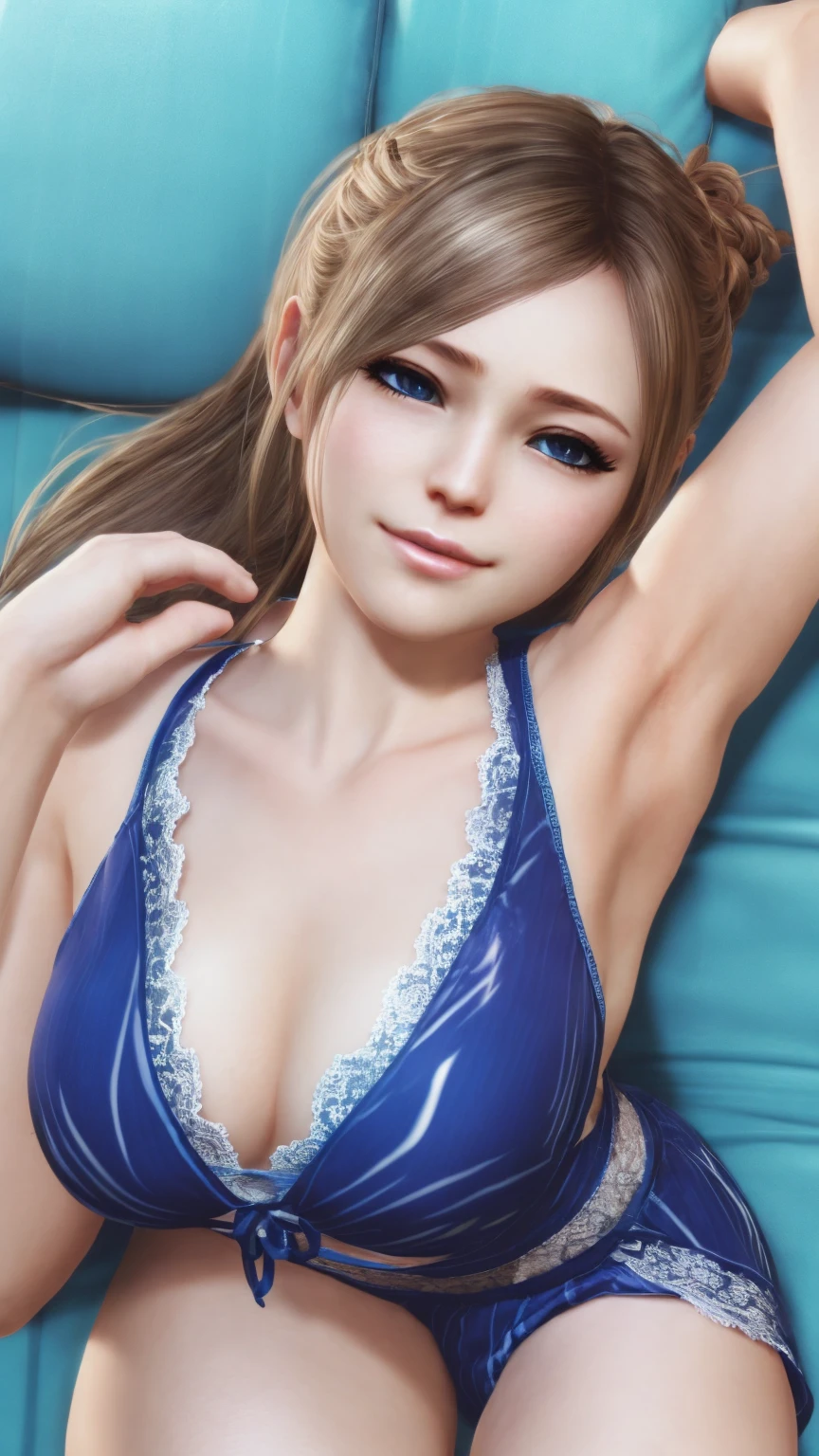 Super detailed、Particles of light:0.5、yukata、Beautiful cleavage、Sleeping lying on your back in bed、Beautiful Blue Eyeouth half open、Natural Texture、Lace shorts、Sticking out tongue、Dripping cloudy saliva、wet body with milk