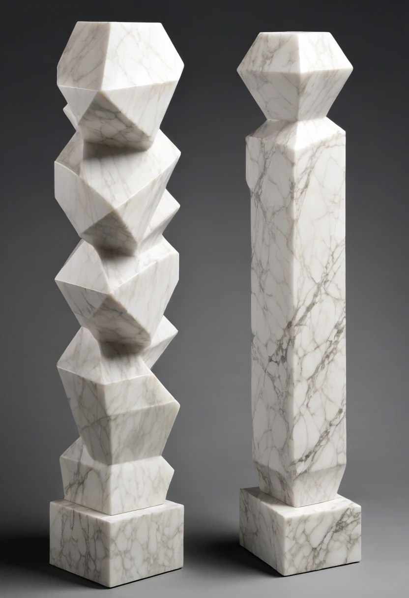 White marble sculpture,Sleeve shape solid sculpture,Stone texture,hard,non-transparent,Multi-angle,Three View,black background,Other angles
