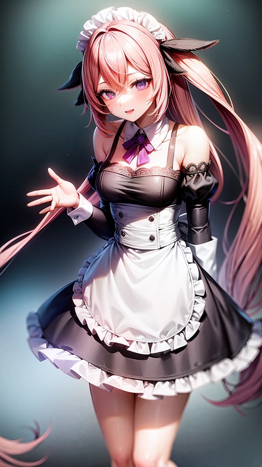 purple eyes,maid,maid,Short skirt