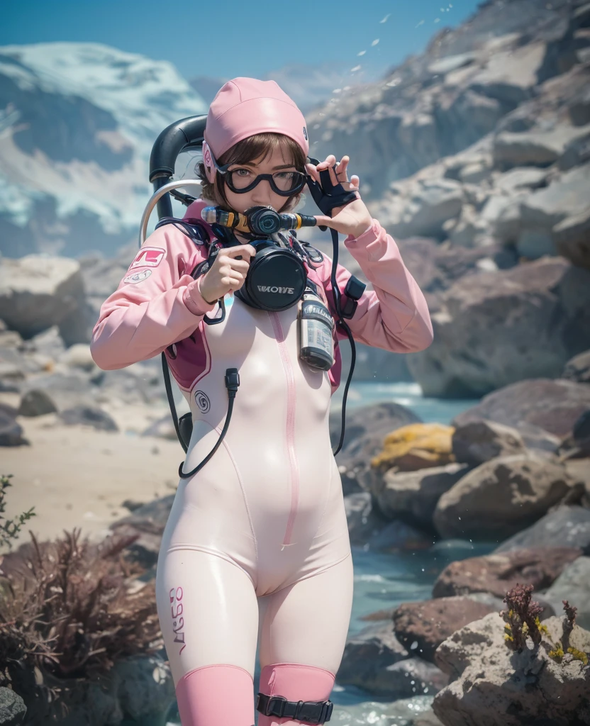 scubagear2023, ((( movie still of Italian exploitation movie))) , cinematic, film grain,
by (Giuseppe pinori:Richard wong:0.2),  (Foreground: scientific dive sight near the ocean shore, (ice cold) ,  the diveboat vessel, Volumetric Light, ((Middleground: (closeup) pretty and young   girl (Lee Sung-kuyng), (clear facial features):0 1, in [ fullbody neoprene];2 factured heavy pink drysuit, (in scuba), [oxygen cylinder]:0.7, after a scuba dive, , action pose,   , , perfect body,(full body portrait)
)),
(((Background: distant frozen mountains))), (creating an emphasis on emotions such as wonder, trill, happiness,),  
Blondhead women, inspired by Ron English, , , 
intricate details, trend on istock, best quality, masterpiece, 5 fingers, 1girl, 