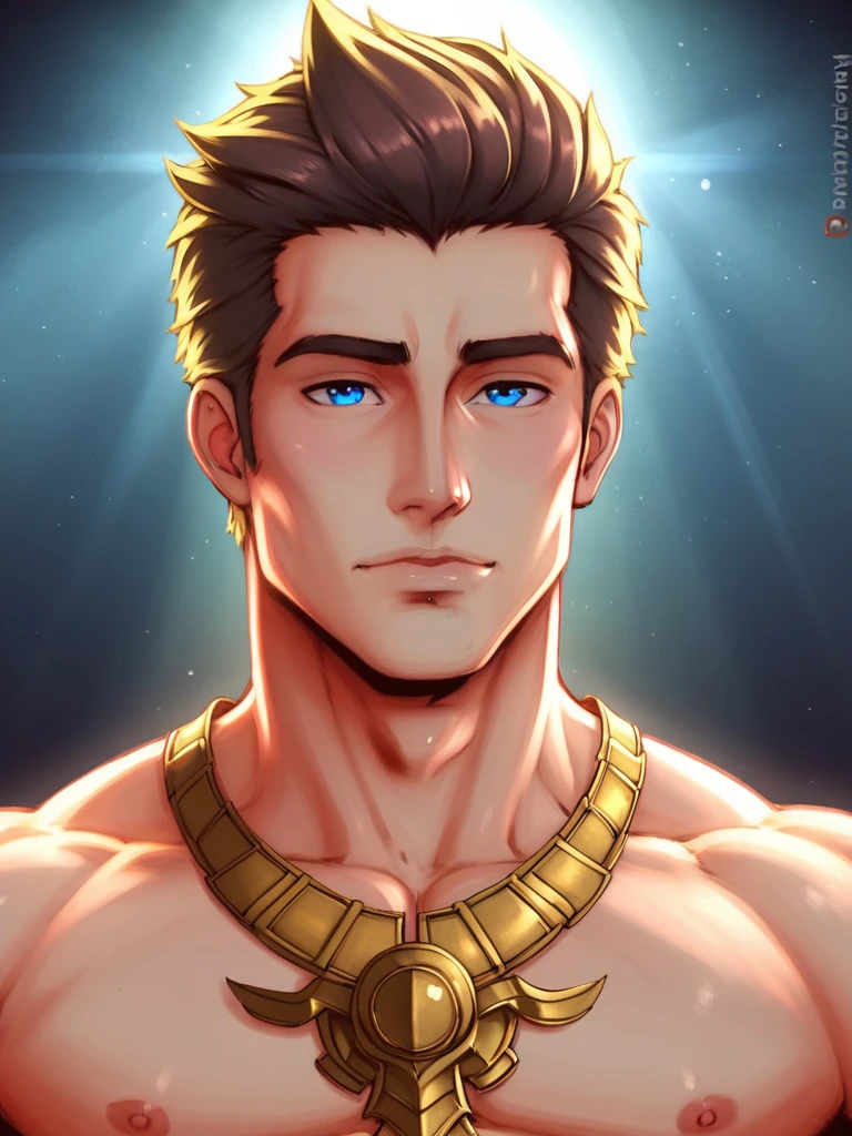 score_9, score_8_above, (1man), Artwork, best quality, high resolution, Close-up portrait, bad, Greek god, fantasy, league of legends style, beautiful figure painting, bright light, Amazing composition, front view, hdr, volumetric lighting, ultra quality, elegant, highly detailed
