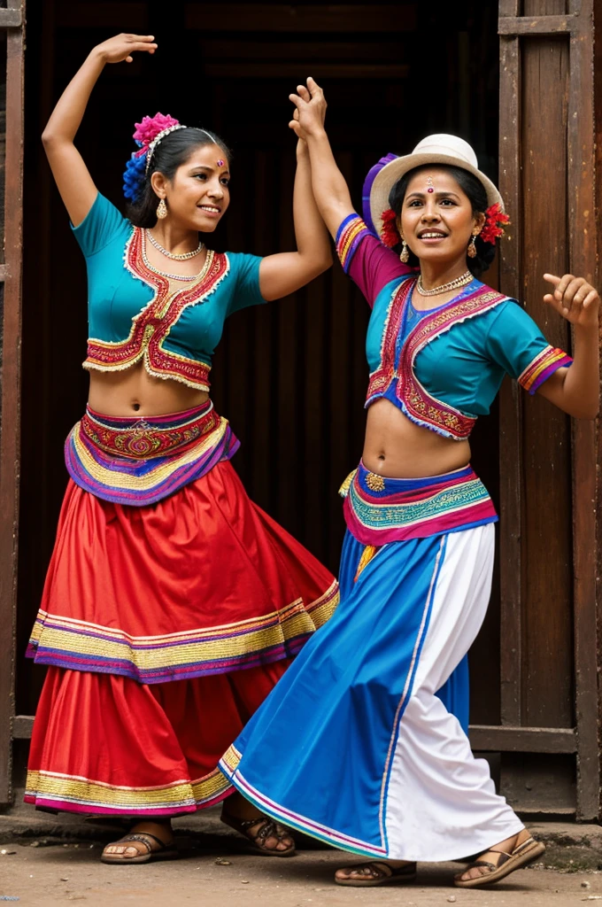 Man and woman dancers of Nicaraguan folk dances for coloring 