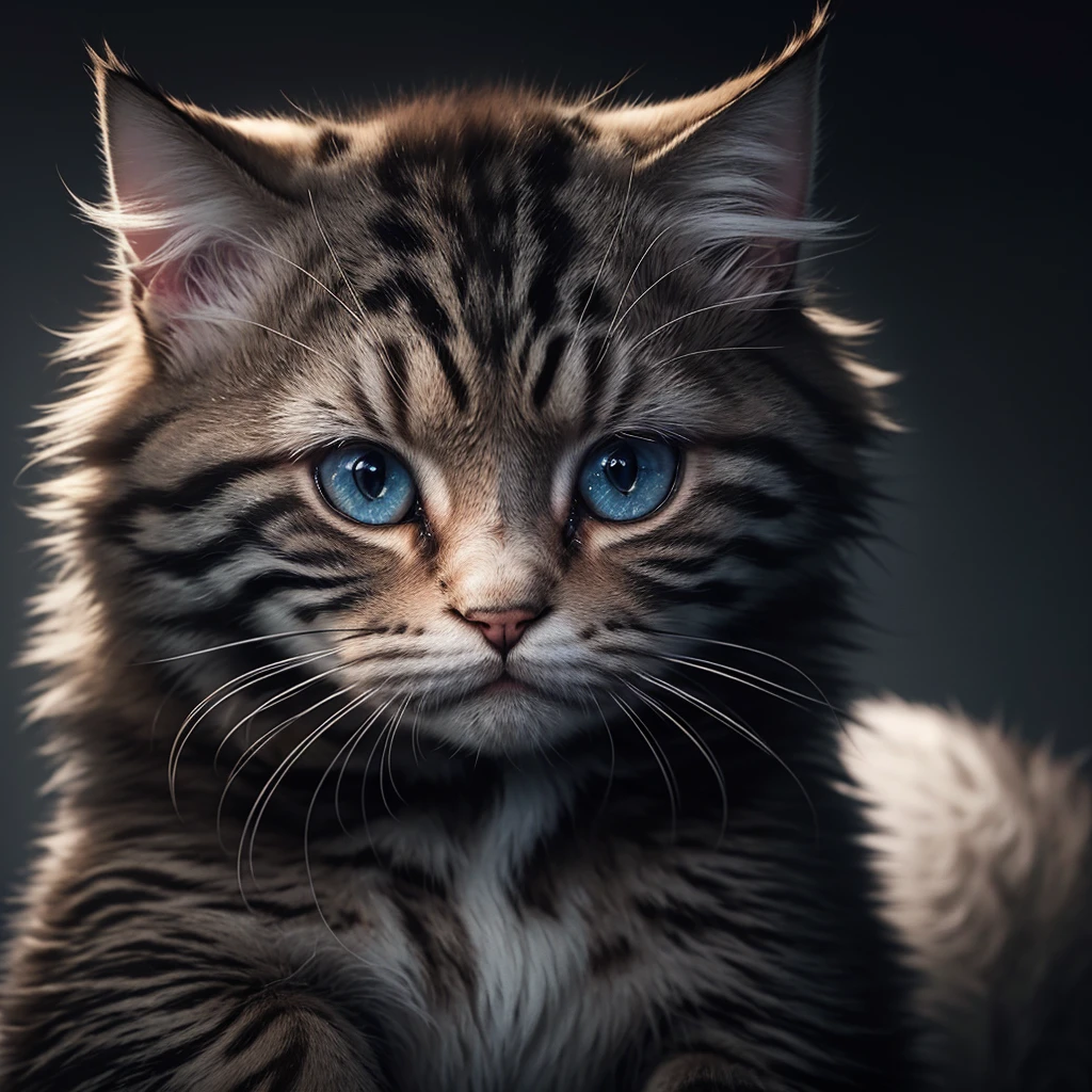 a heartbreakingly sad kitten with big teary eyes,tears streaming down its face,slightly matted fur,sorrowful expression,softly blurred background,evoking strong emotional response,photorealistic,ultra-detailed,4k,masterpiece,dramatic lighting,melancholic mood,moody atmosphere
