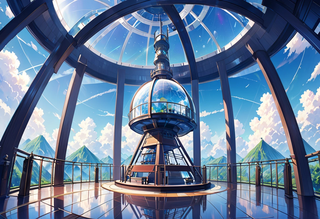 The Laputa Kingdom's observatory, with a huge observation mirror in the indoor observation room on the top floor of the building