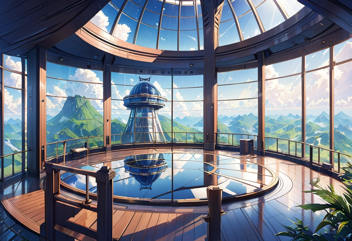 The Laputa Kingdom's observatory, with a huge observation mirror in the indoor observation room on the top floor of the building