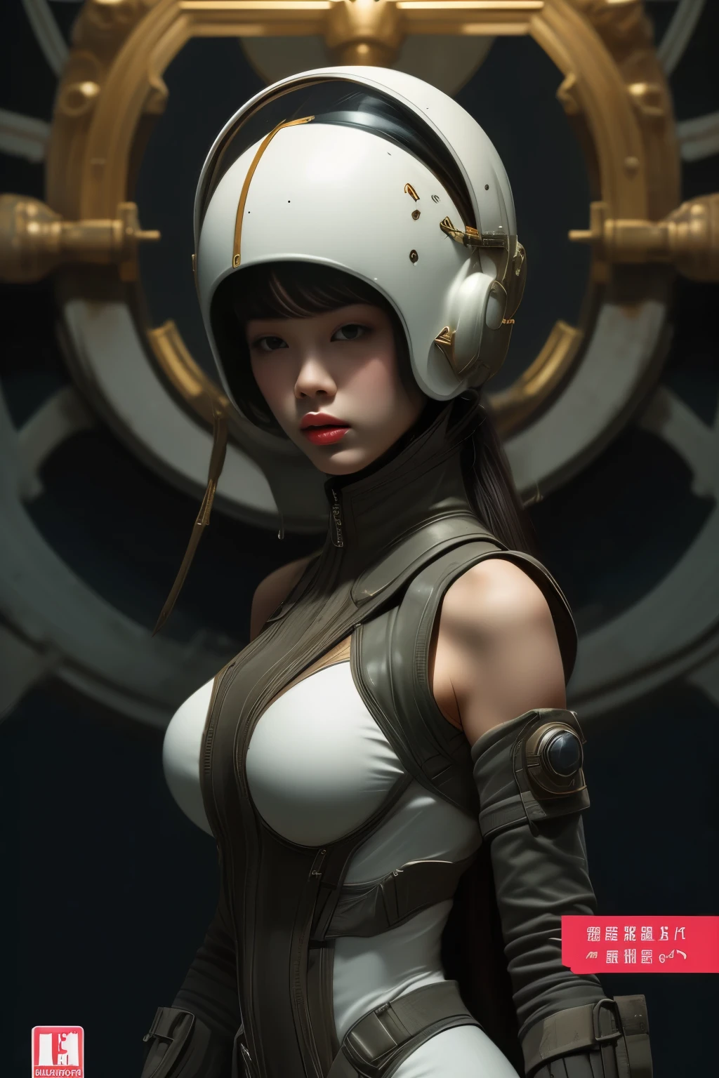 Very tight fitting to the body(Cover the head as well:1.5)White full body battle suit、boots、Gloves、The fighting heroine、