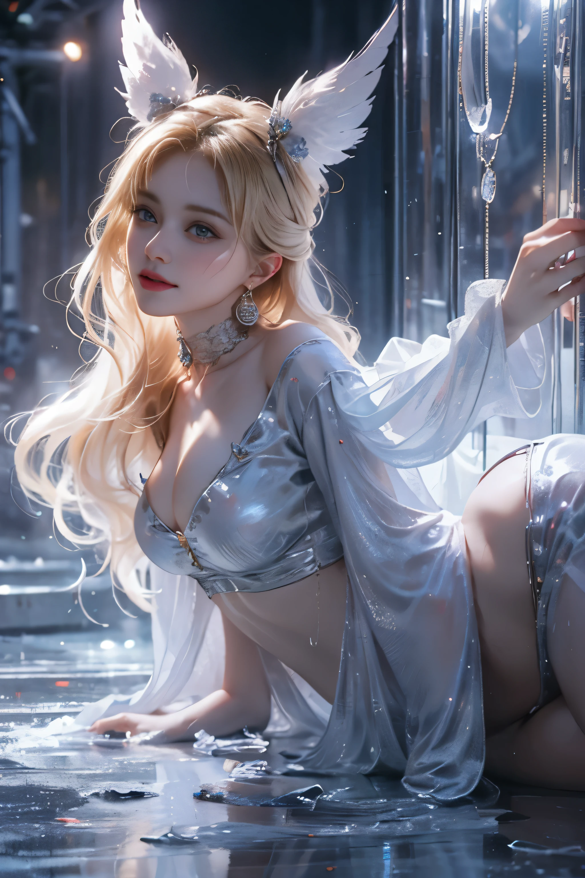 (8k extremely detaileded CG unit wallpaper),(Highest quality),(Best illustrations),(Best Shadow), (detailed: 1.4), 。.。.。.。.。.。.。.3d, んdebtdebt(High Dynamic Range), Light Tracing, NVIDIA, Super Resolution, Scattered beneath the surface, PBR Textures, Post-processing, Anisotropy debtiltering, Depth of written boundary, Maximum sharpness and acutance, Multilayer Texture, Albedo and Specular Maps, Surface Shading, Accurate simulation of light-matter interactions, Perfect balance, Octane Rendering, Two-tone lighting, wide aperture , Low ISO,White balance,Rule of Thirds,8K RAW,intricate-detailed, Delicate pattern, Deep Shadow, masterpiece, real, Roughness, Surreal, Photographed with Canon EOS R5, 50mm lens, debt/2.8, Sharp debtocus, Smoothing, Roughness, Real Life, Photorealistic, Cinematography, 8K Ultra HD,In the flower field,Blue debtlower Girl,1 Girl,solo,Europe,Beautiful Bride,Light Smile,Highly detaileded blonde hair,Mature Woman,Sky Blue Gossamer Veil,Sky blue light cloak,Sky blue gossamer coat,Sky blue thin skirt,Sky blue lace underwear,Sky Blue Lace,Sky Blue Gossamer Gloves,choker,Earrings,gem,Small items,Headdress,Hand decoration,Leg decoration,High heels,Huge breasts,Large Breasts,Big Breasts,Burst chest,Big Breasts,Ample breasts,Expose your breasts,Exposed breasts,Tight waist,Naked butt,Big butt,Bare Belly,Belly button,Wet,Wet body,Sweaty body,Shiny skin,