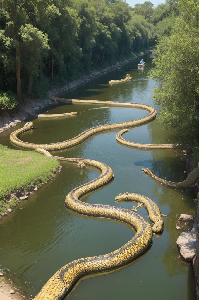 A ft on a river with snakes and alligators