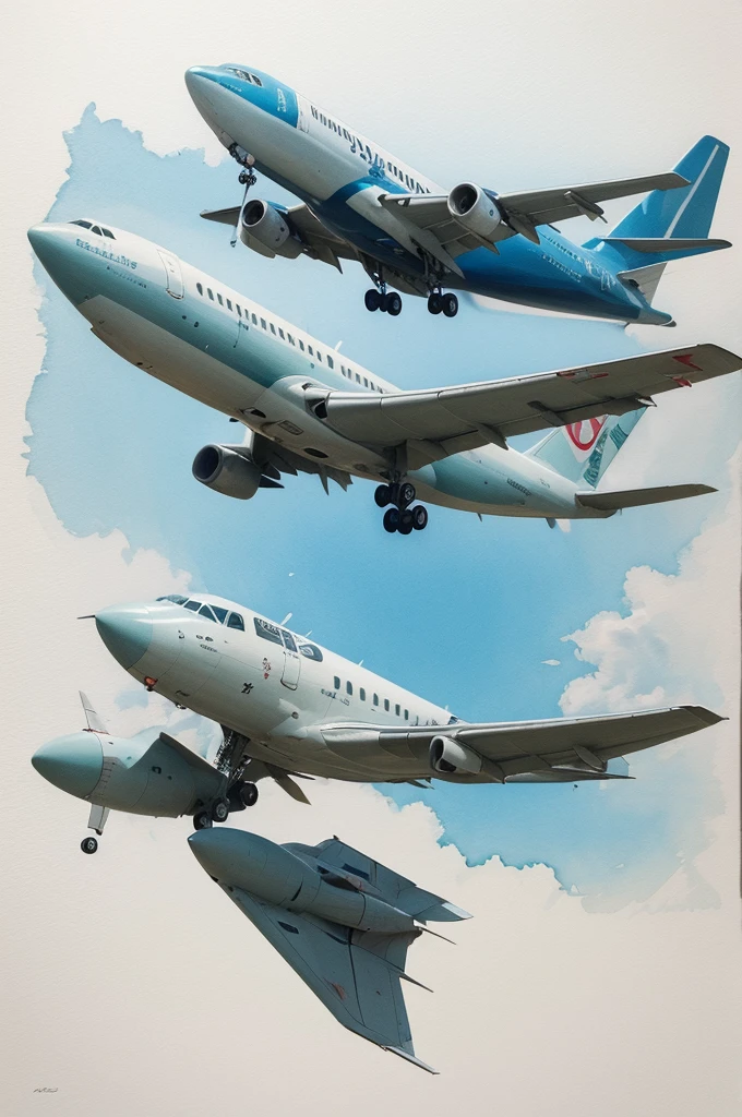 tatoo, water colour, BIG PLANE
