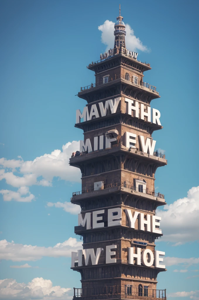 Make a tower with the letters ge written on top of it
