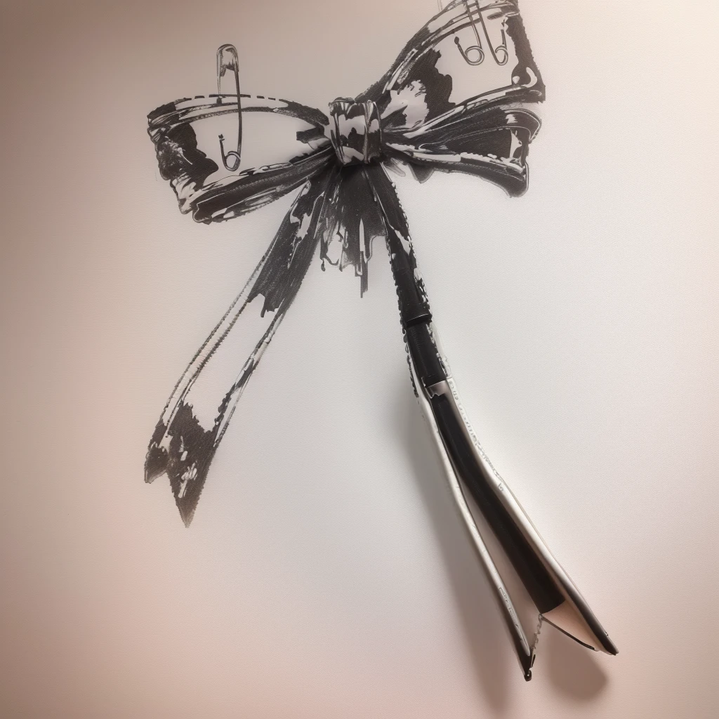 there is a drawing of a bow with a ribbon on it, ornamental bow, ribbon, bowknot, thick bow, bows, big ribbon, black hair ribbons, hair bow, bow, bow tie, wearing hair bow, bowtie, holding a bow, pen-and-ink illustration, pen-and-ink illustration, Created with Illustrator, Black ink illustration