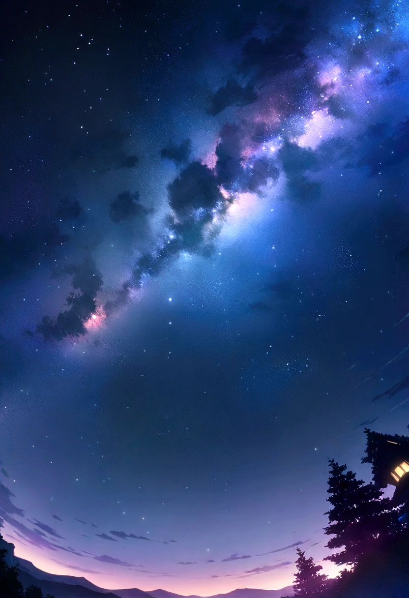 Anime style scene of hero flying through beautiful starry sky at night, Space Sky, anime art wallpaper 4k, anime art wallpaper 4k, Anime Art Wallpapers 8K, anime wallpaper 4k, anime wallpaper 4k, 4k anime wallpaper, Awesome Wallpapers, Man flying in the night sky、The night view below
