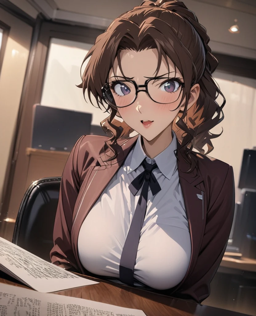 Beautiful lawyer (Highest quality,masterpiece:1.2), Perfect figure, Wearing glasses, Ultra Clear, Super detailed, Depth of written boundary, Brown Hair, Charismatic, 36 years old