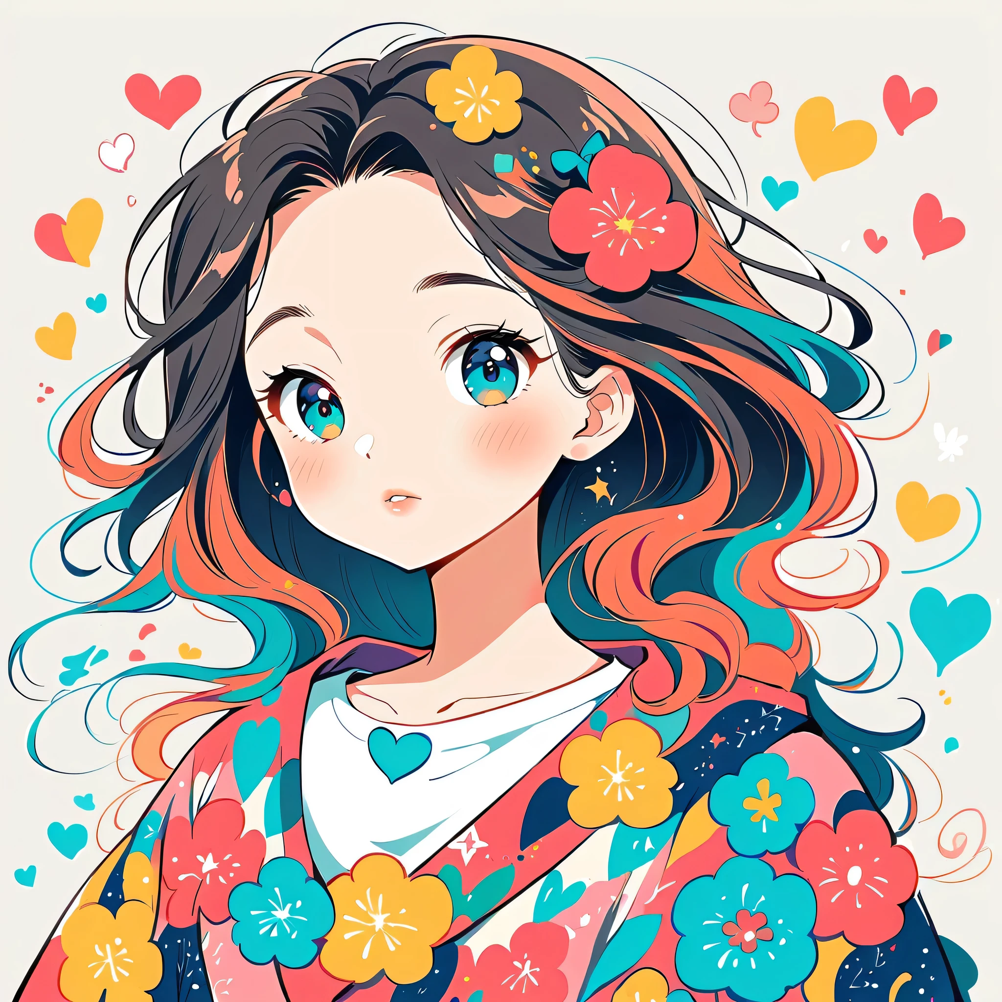 Black Star Red and White style、The most beautiful girl of all time、Lips in Love、Colorful flowers、colorful hearts, Simple line initials、Abstract art、Urban round,