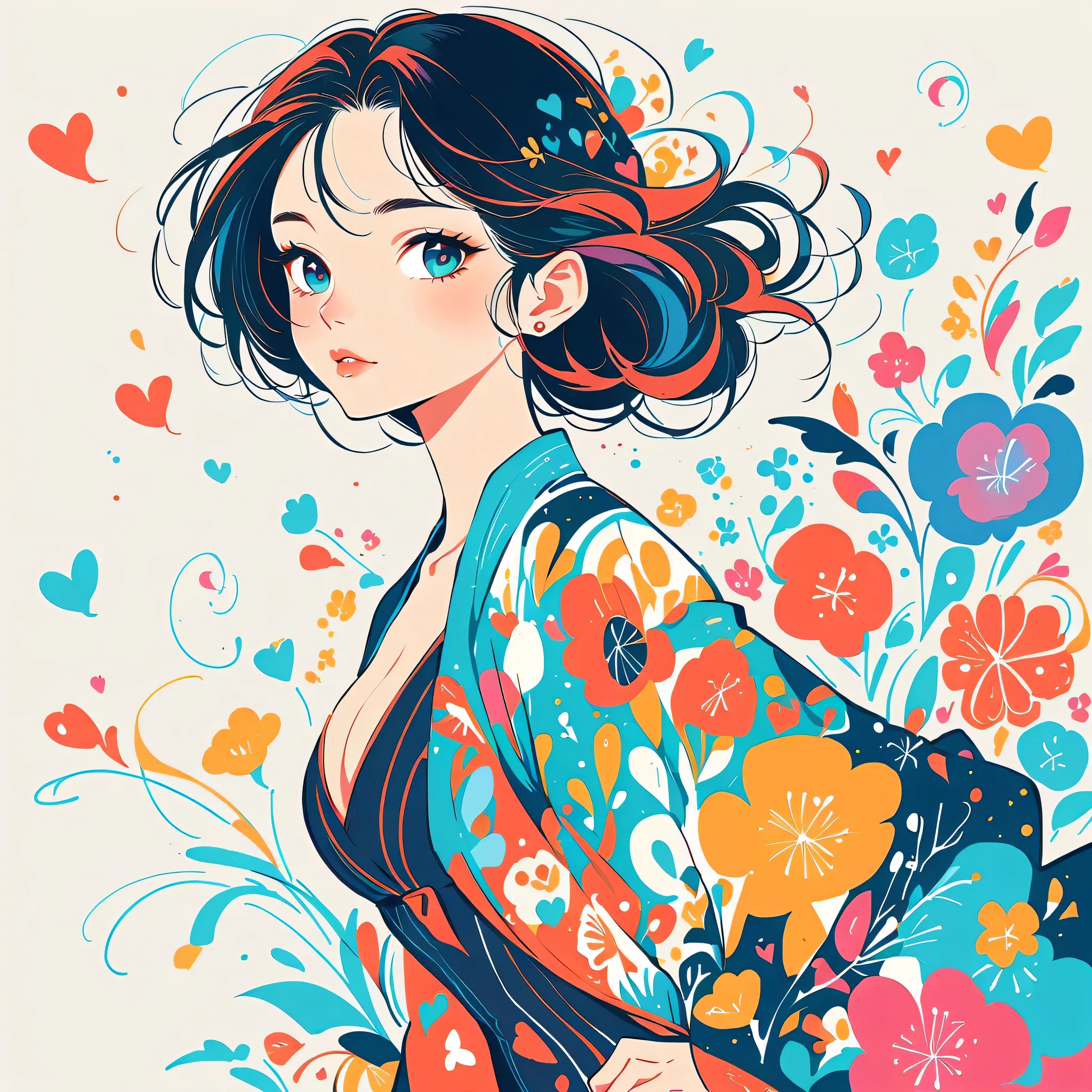 Black Star Red and White style、The most beautiful girl of all time、Lips in Love、Colorful flowers、colorful hearts, Simple line initials、Abstract art、Urban round,