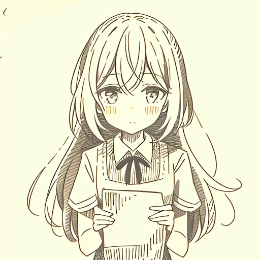 1 girl, blush, (wicked:0.6), shy, (masterpiece, Best quality:1.1), (sketch:1.1), paper, Looking at the viewer, upper body , detailed eyes , dress,