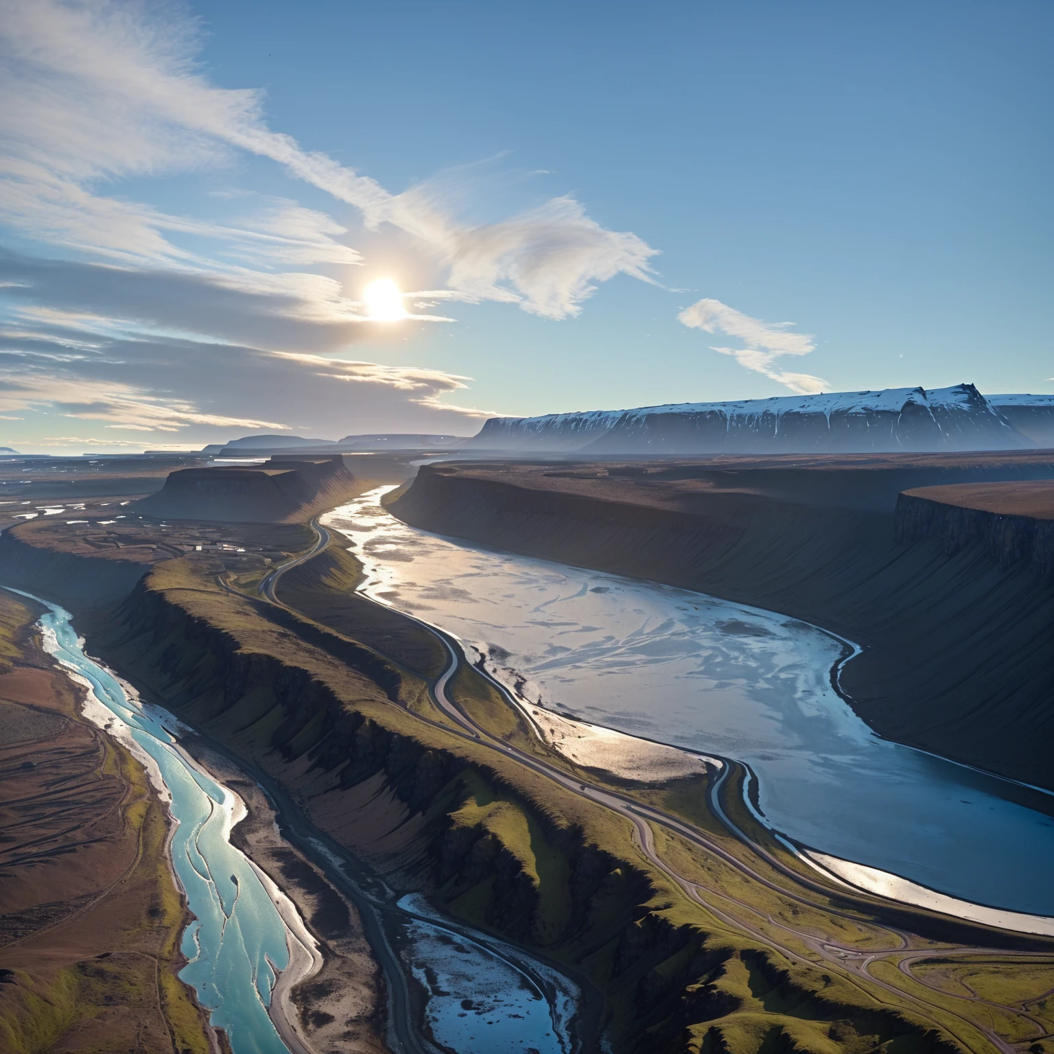 A river flowing through a valley from the Arav viewpoint,A mountain in the background, Iceland photography, Shot with iPhone 14 Pro, Shot with iPhone 1 3 Pro, Shot with iPhone 1 3 Pro, Shot with iPhone 1 3 Pro max, Icelandic valley, solar eclipse in Iceland, Iceland, drone shot, Iceland hills in the background, Waterfall in the background