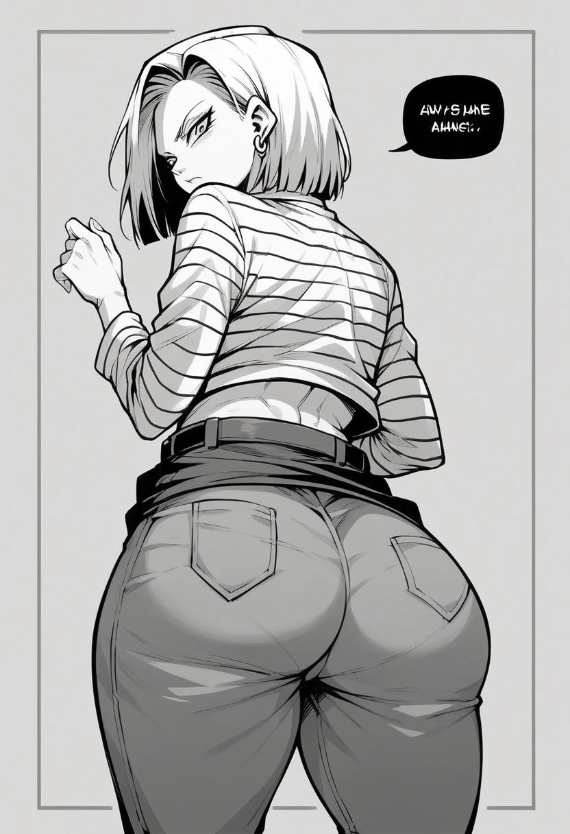 Goku slaps Android 18 with her ass and she lets out a speech bubble saying “ah.”