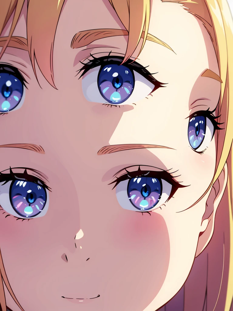 1 girl, Blue eyes, eyes close up, pink reflections,blonde hair