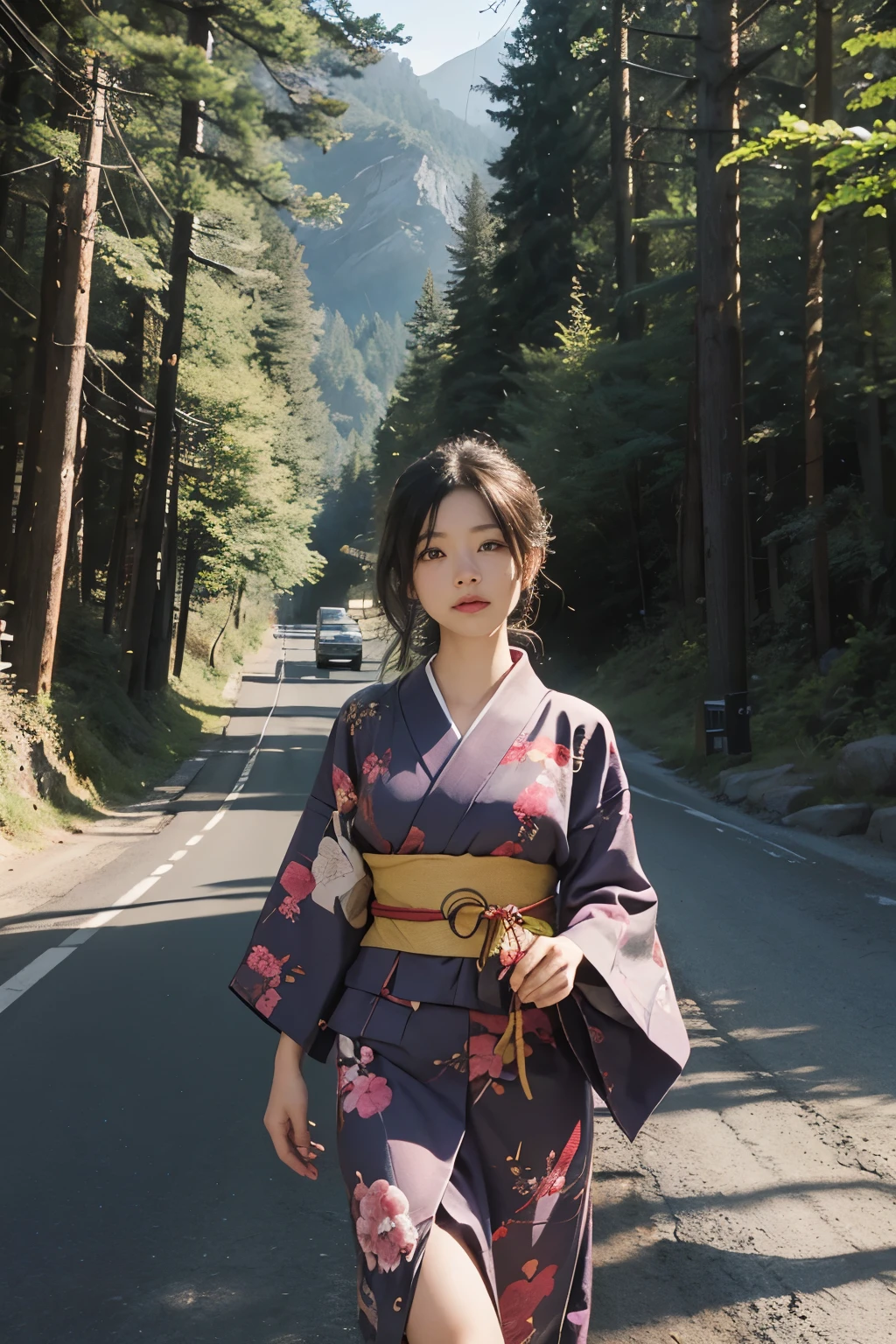 Beautiful,Junko Ishihara,Over Amagi,Prostitute,or period,Years falls,Flame of Love,Disheveled Japanese clothing,In the mountains,The twists and turns of the deep mountains,Flames of Passion,Mature women in their thirties,A devoted beauty,Disheveled Hair,Disheveled outfit,A half-crazed woman obsessed with love,Disheveled, thin kimono,thin yukata,A distraught yukata wearer,Female Artist,Narrow eyes,Single-minded gaze,Simple string belt,or period,Dark mountain path,Crossing the mountain pass,Unpaved mountain roads,On the road through the dark forest,Unpaved road,promenade,Mountain trail,Dirt Road,登Mountain trail,When the road wasn&#39;t paved yet,Old mountain path,ground road,carriage,rickshaw,She&#39;s wearing light clothing and her chest is exposed.,Beautiful Mature Woman,Her chest is open, exposing her beautiful nipples.,