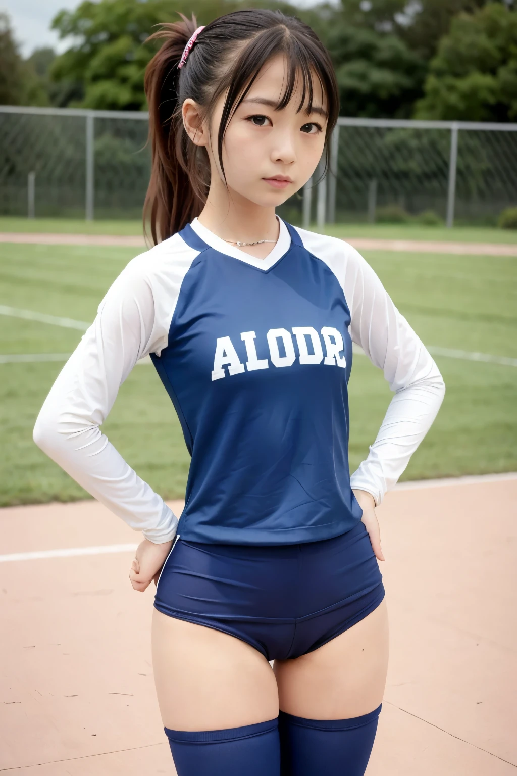 Cheerleader outfits are cute,、ponytail、((Knee Socks 1:2))、