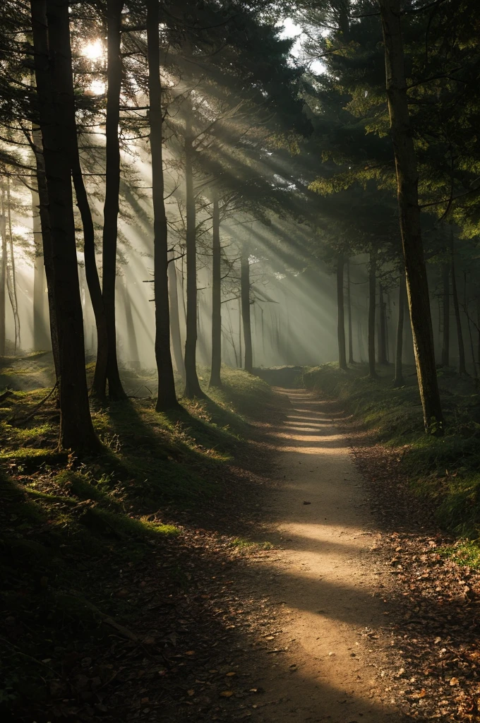 A light shining down a dark path