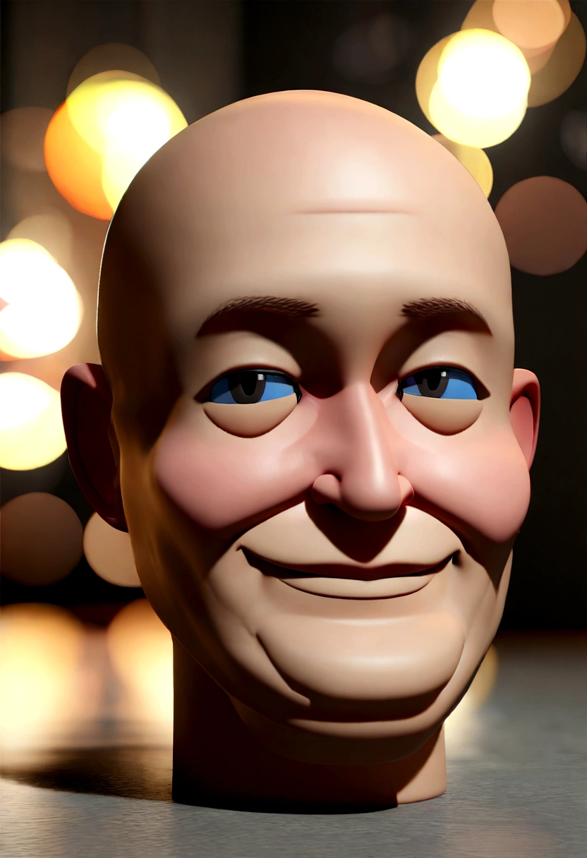 Cartoon character of a bald man smiling, thinner than in the photo, animation character, stylized character, animation style rendering, 3d stylized, Arnold Maya rendering, Stylized 3D rendering, toon render screenshot, 3d character, 3d character, Stylized 3D rendering, 3D character rendering, cartoon character, Personagem de close up, character posing,  (Pixar-style) (master part:1.2) (bokeh) (best qualityer) (skin detailed) (detailed texture) (8K) (Argilla) (cinematic lighting) (sharp focus