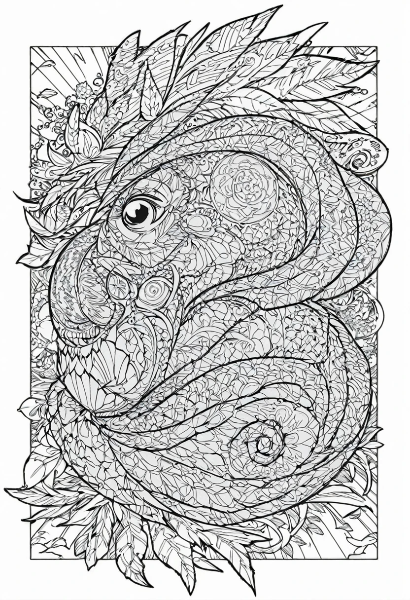 complete image within a margin around the image, leave indentation margin on a coloring page with a random animal coloring in black and white, Coloring book outline, Detailed line art, clean coloring book page, stylized lines, art outline, detailed drawing in 4k, line art coloring page, detailed art, hyper Detailed line art, detailed digital drawing, Coloring Pages, coloring pages, extremely fine linear ink iamgen when centered