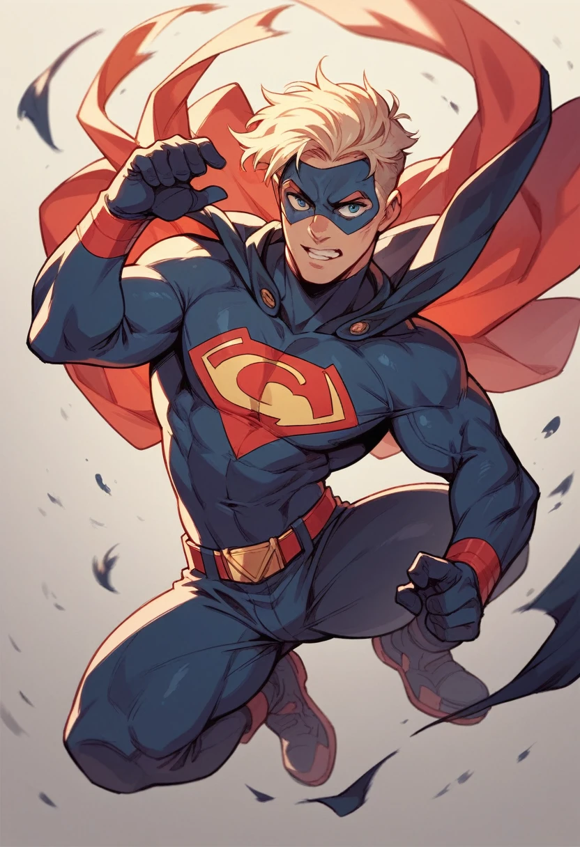 Create me an original male superhero costume that does not exist, well detailed with your logo
