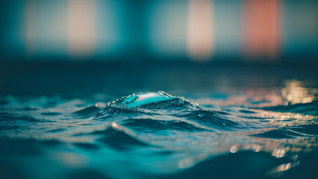 Written boundary depth, HD detailed, Wet Watermark, Hyper Detail, Realistic photos, 16K, Surrealism, Deep focus bokeh, Ray Tracing, Sepia,In the water,dark,Cyan Light,Bubble