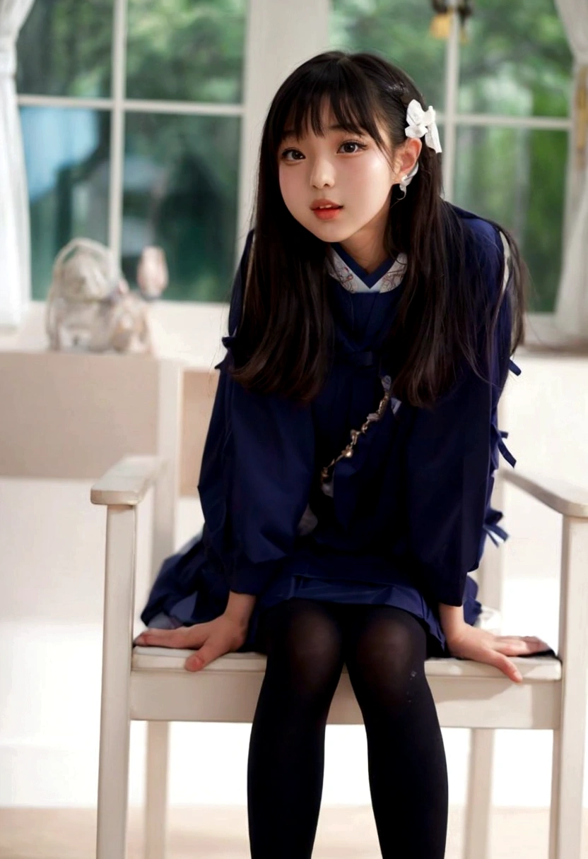 arafed asian girl sitting on a chair in a room, young asian girl, jaeyeon nam, japanese girl school uniform, cute young girl, wearing japanese school uniform, ruan jia beautiful!, wearing , korean girl, japanese , portrait of a japanese teen, girl wearing uniform, chiho, young and cute girl, wearing a 