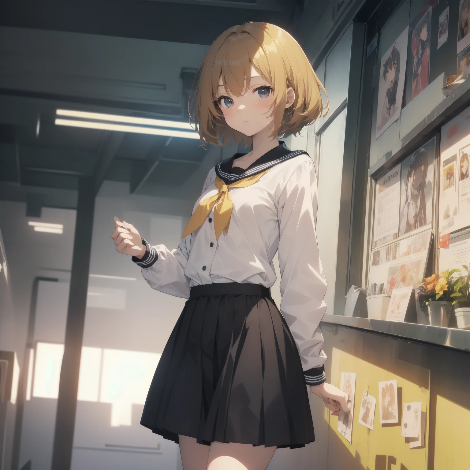 ultra-absurdres-Top quality by artist God, ultra-detailed, high resolution, anime moe artstyle, best anime 8k konachan wallpaper, pixiv contest winner, pool:2810, perfect anatomy,break, 1girl, (Please draw a girl walking sleepily to school alone. )break,(Solo,little female, -yeld:1.Full limbs, complete fingers,a junior hihort hair), short cut, flat chest, , small butt, small black eyes, beautiful detailed eyes, well-proportioned iris and pupils, expressive eyes, highres detailed hair, soft expression, salor school_uniform, sailor collar, serahuku, bow, pleated skirt,(Detailed Lighting), (Detailed background), in the School commute route. break,super detailed skin, Best cinematic lighting powered by famous artist, 8k,beauty illustration,photoshop_(medium),very aesthetic,break,((artist:null_(nyanpyoun) )), artist:clamp ,artist:carnelian ,artist:kantoku ,