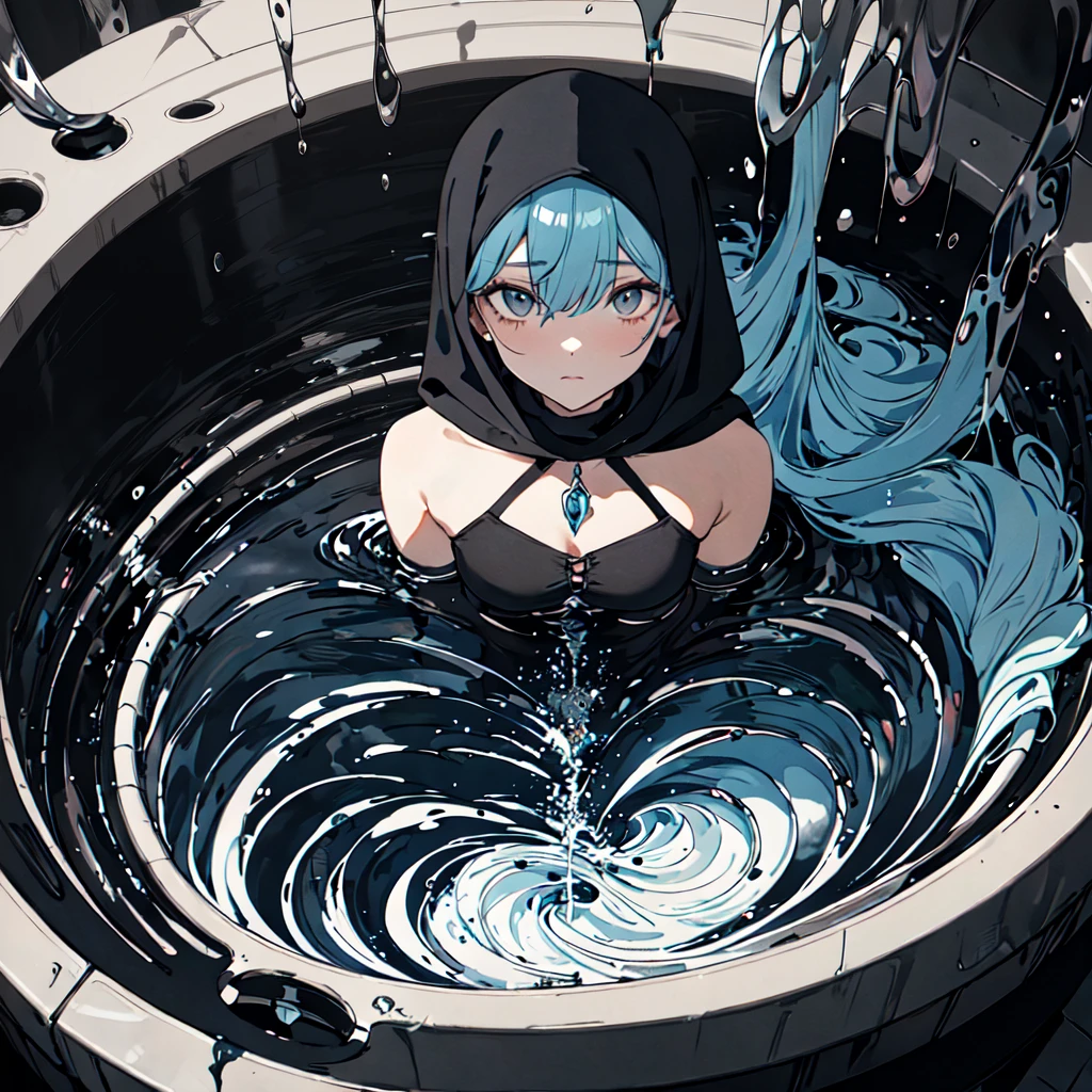 Surrealist painting,16 kg,Maximum detail,Soft texture,Deep shadows,dark,Sharp lines,((a Beautiful, A young woman feels the passage of time)),sad colors. Beautiful. hasty. Mysterious random Kazakhstan. sad. turn around. (To merge:1.2). Cracked. (whirlpool:1.2). (Shiny eyes:1.2). abstract background. (Full body), Hijab cover and long dress