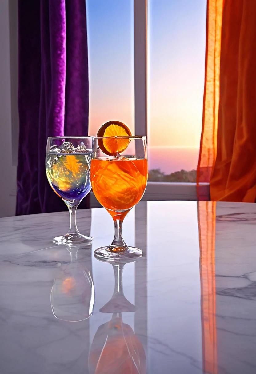 surreal glass shape, liquid glass, chromatic aberration, broken prism, refraction, light caustics, smokey background, detailed illustration , oranges on a white marble table, deep purple velvet drapes, 8k, photography style,2 glasses with orange bioluminescent fluid in them, on a white marble table, bioluminescent, colorfull, glow, at sunset. misty light. there is a man taking a picture of himself with a camera, self - portrait!!!!, 8k selfie photograph, photography portrait, a photo of a man, portait photo, stable diffusion self portrait, photo portrait, selfie of a man, canon portrait, looking directly at the viewer, self portrait, selfie!!!!! of a man, photographic portrait, selfie photo