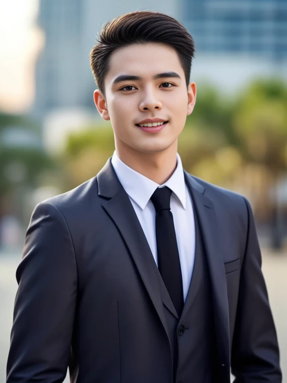 An Araf man stands on the beach with the sunset in the background.., portait photo Profile pictureture, Profile picture, Cleans the wide surface of the face.,  cute young man, headshot Profile pictureture, handsome man, Handsome and charming, Very charming and beautiful, Close-up of a Southeast Asian man with a round face.., black eyes, staring at the viewer, morning sun, ((face details)), Double eyelids, realistic, Masterpiece, Highest quality, lens flare, shade, [[Chromatic aberration, digital painting, 8K, 45,000,000,000 pixels,, t-shirt, short hair, black eyes,abdominal muscles, The body is beautiful and strong..,, (digital painting, HDR, high contrast
