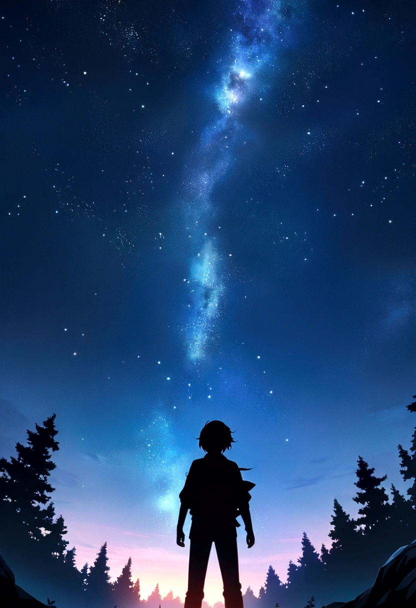 Scene of a beautiful young man flying through the beautiful starry sky at night,anime art wallpaper 4k, anime art wallpaper 4k, Anime Art Wallpapers 8K, anime wallpaper 4k, anime wallpaper 4k, 4k anime wallpaper,The night view below
