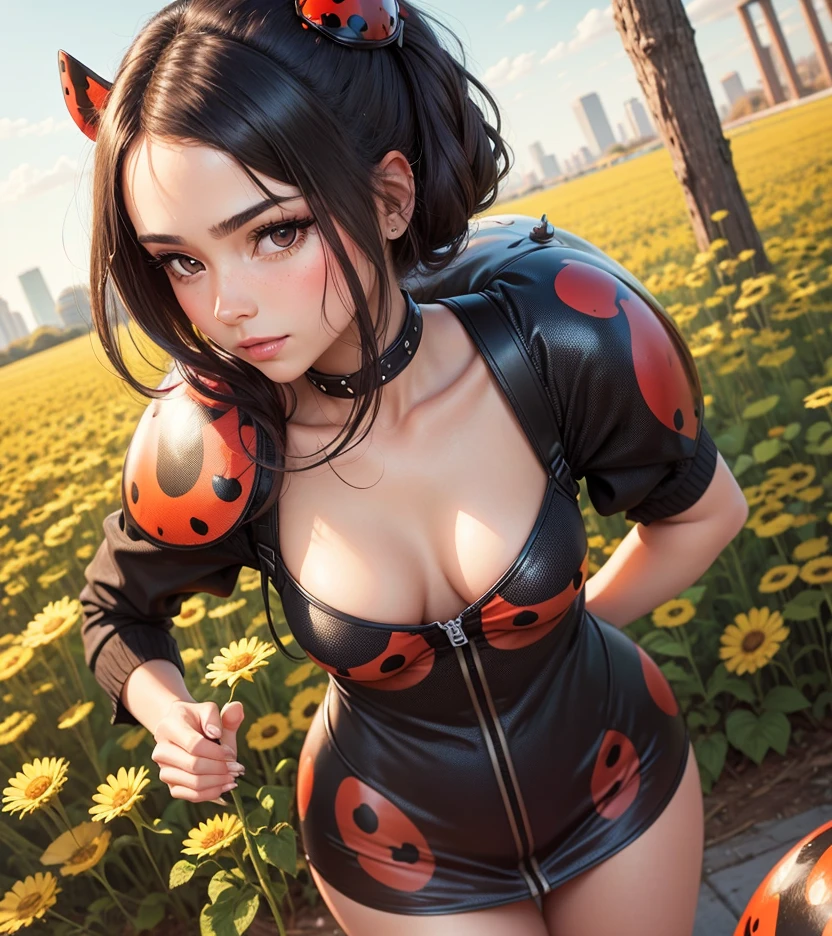(((Jump high)))、((sideways Facing))、(((Full body focus)))、(((Black Bunny Girl Hair Band)))、(((twintails hairstyle)))、(((Hair that flutters in the wind)))、Photorealsitic、超A high resolution、Convoluted、ultra-detailliert、(dent in the skin)、Cute、Feminine、Detailed body、Medium chest、(A detailed face: 1.1)、(Outline of the iris)、(Hydrocore Lens)、(perfect eyes)、8K、16k、realisitic、Beautiful fece、(masterpiece: 1.2)、(top-quality:1.2)、wide-hips、slenderbody、Black theme、Optimal ratio of 4 fingers to 1 thumb、actionpose、((Enamel Knee High Boots))、((Enamel Long Gloves)) 、(((maikurobikini)))、(((Bunny girl collar and black bow tie)))、(((Accurately depict limbs))))、NSFW、(((Large sunflower field at sunset)))、(((Contre-Jour)))