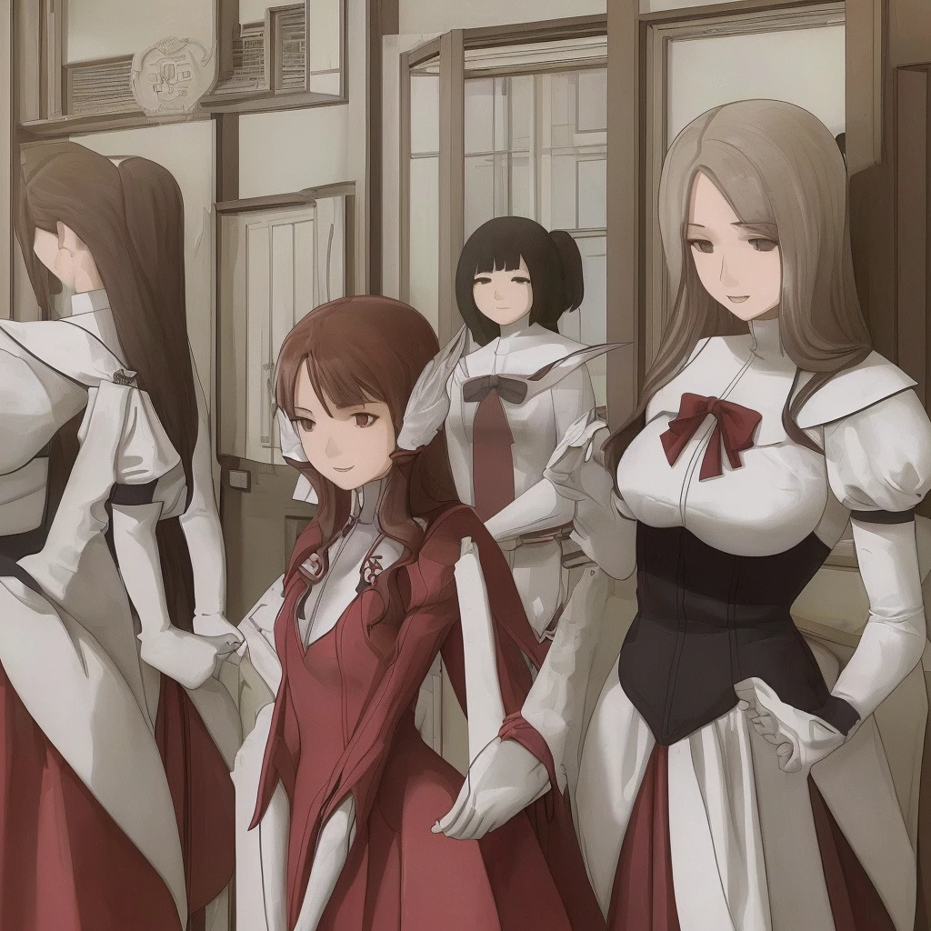 Many young and beautiful students line up for class. A beautiful school sister with a medium build smiles confidently. The red female teacher curses.